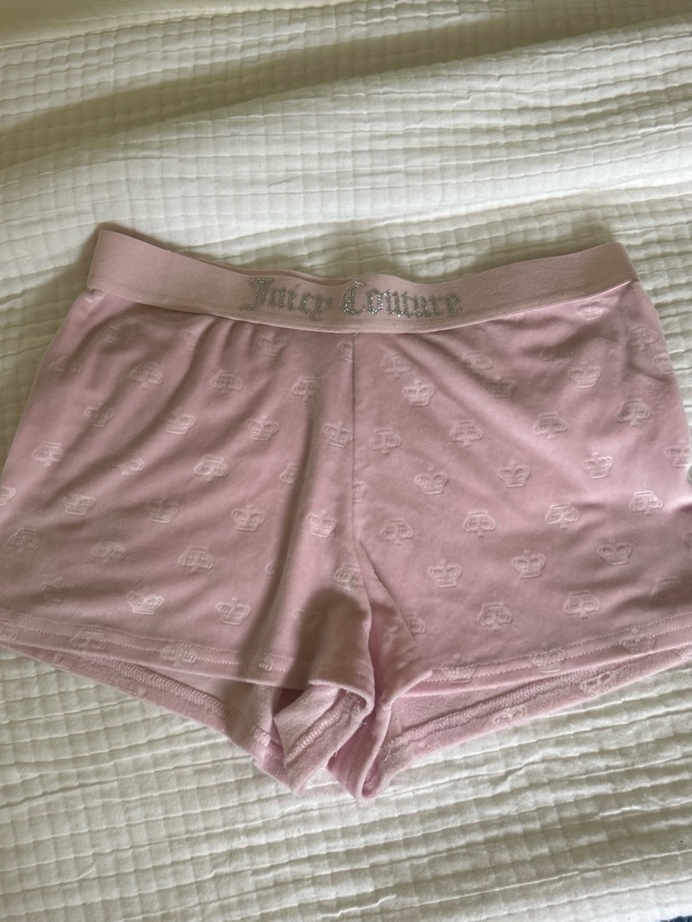 Juicy Couture Light Pink Embossed Crown Lounge Shorts